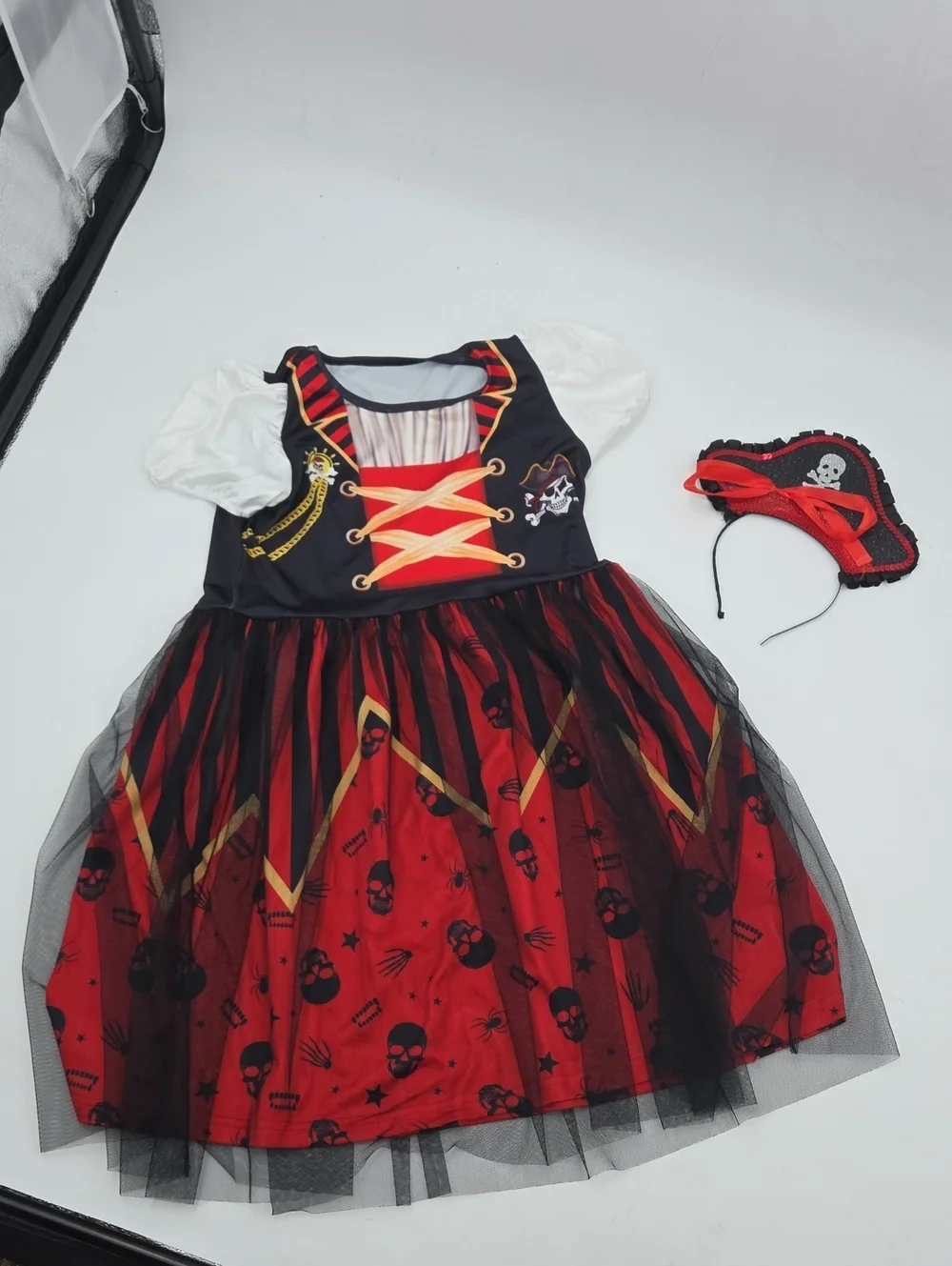 Red & Black Pirate Girl Costume Dress with Hat